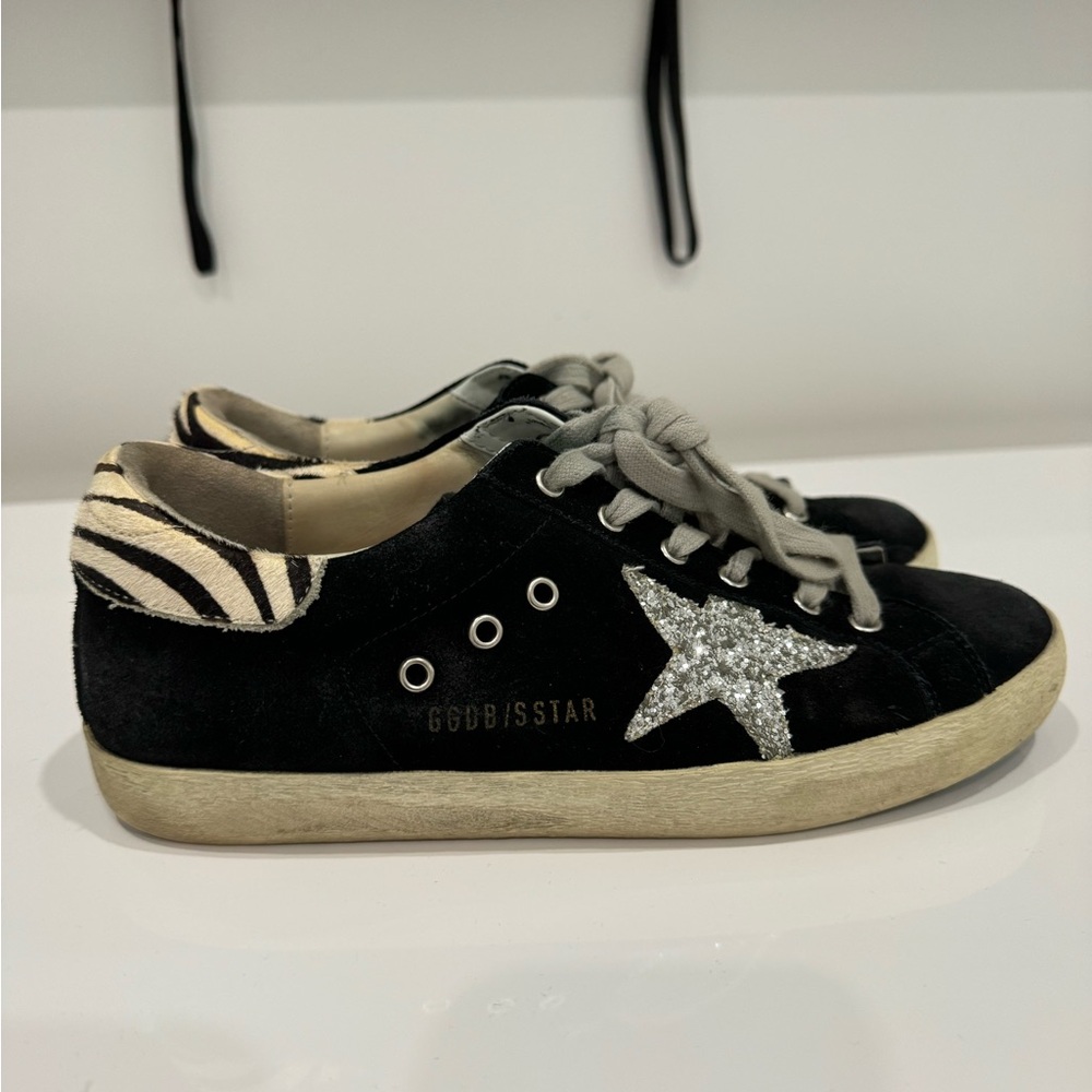 Black suede golden goose sneakers women’s size 7.5